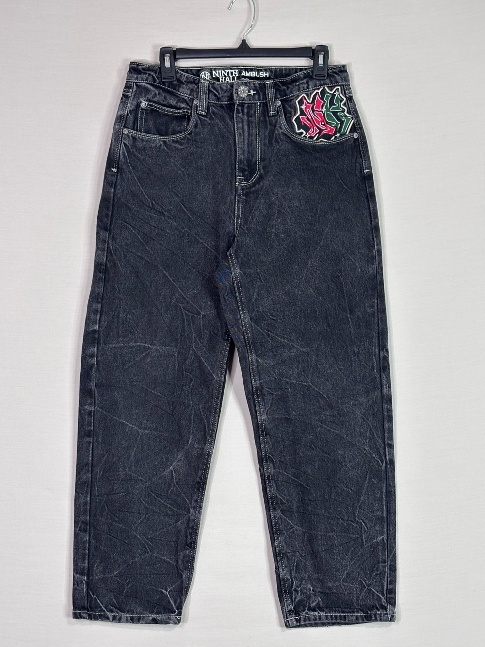 Ninth Hall Ambush Jeans Mens 30 Embroidered Snake Eagle Streetwear